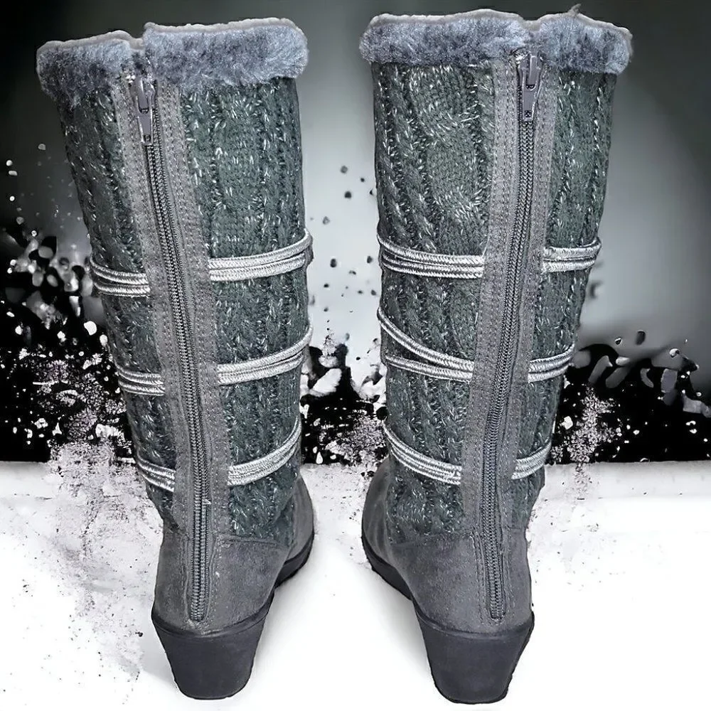 Justia Gray metallic Silver Lined Calf Boots